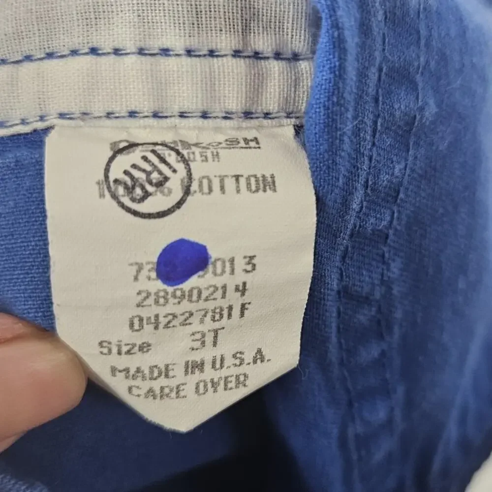OshKosh B’Gosh Vintage Y2k Overalls Blue Shortalls Shorts 3T Made In USA
